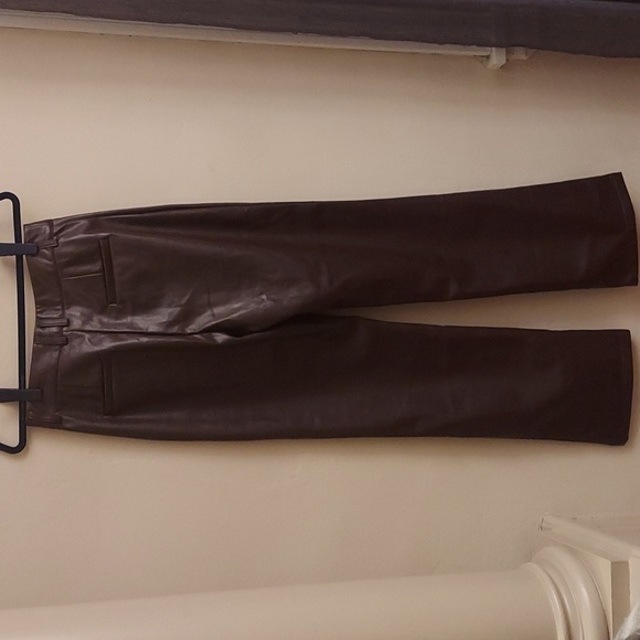 NASTY GAL Premium Faux Leather High Waisted Trouser in Chocolate Brown - Picture 11 of 15